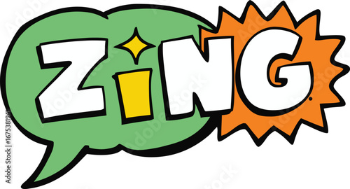 Zing Comic Book Style Word Graphic on Transparent Background