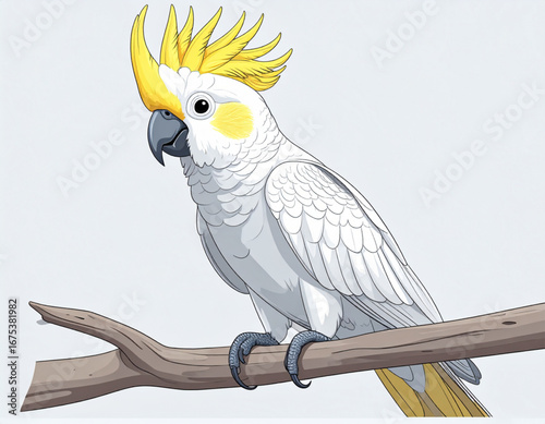 kakatua, kakatua jambul kuning, cockatoo, nusa tenggara, endemik, vektor, eps10, svg, flat, gradient, icon, wildlife, indonesia, isolated, white background