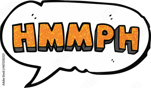 Cartoon HMMMPH Text in Speech Bubble Illustration on transparent background