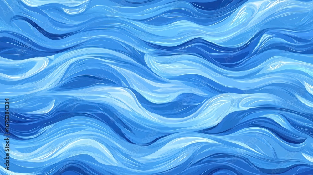 Fototapeta premium Abstract Water Surface Illustration with Dynamic Blue Wavy Lines