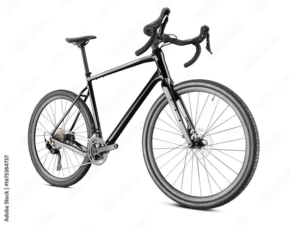 Fototapeta premium Black Gravel Bike with Drop Bars on White