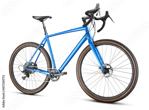 Blue Gravel Bike on a White Background