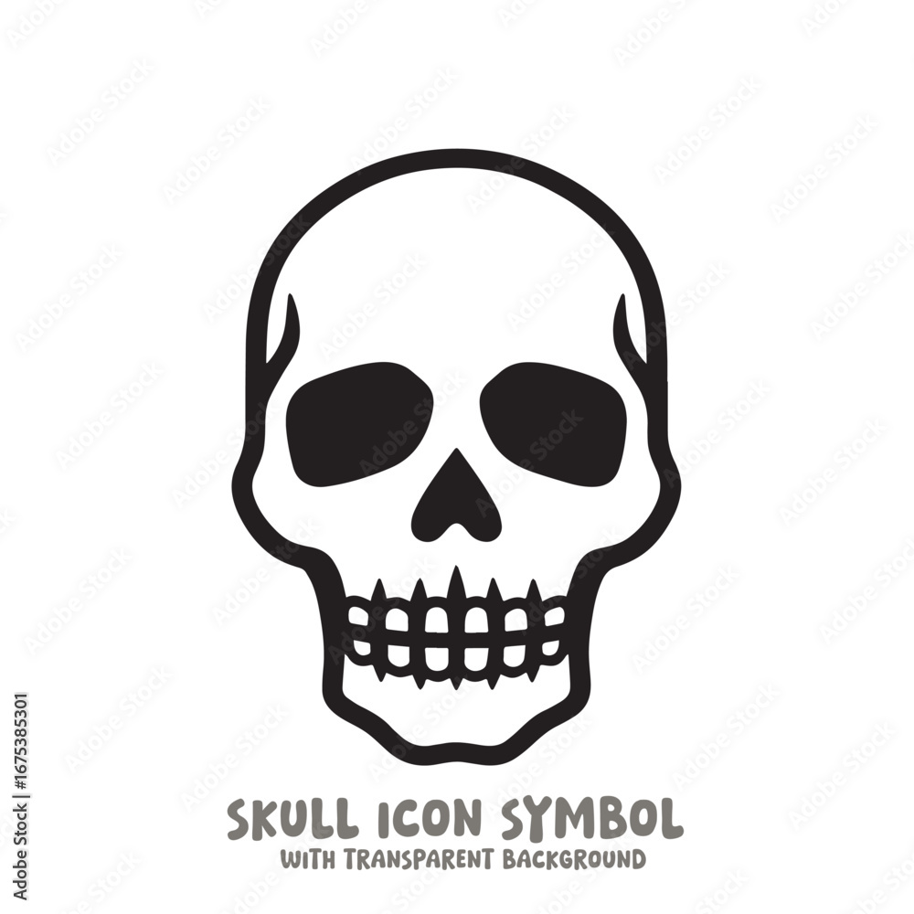 Fototapeta premium Skull Icon Symbol Vector Illustration in Black and White