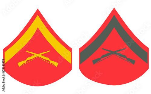 Galon de manche  tenue de jour et tenue de parade des corps de marine de l'armée américaine: Caporal suppléant