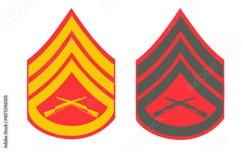 Galon de manche  tenue de jour et tenue de parade des corps de marine de l'armée américaine: Sergent-chef