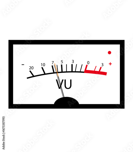 Analog VU Meter Audio Level Indicator .Retro Studio Sound Meter Display