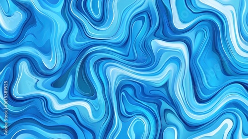 Abstract Liquid Marble Texture with Swirling Blues and Whites Pattern