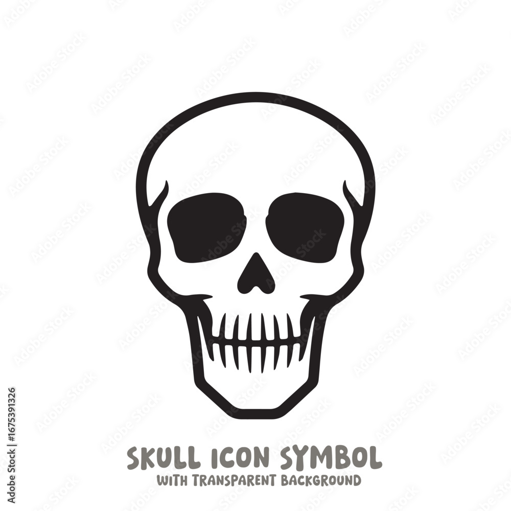 Fototapeta premium Skull Icon Symbol Vector Illustration in Black and White