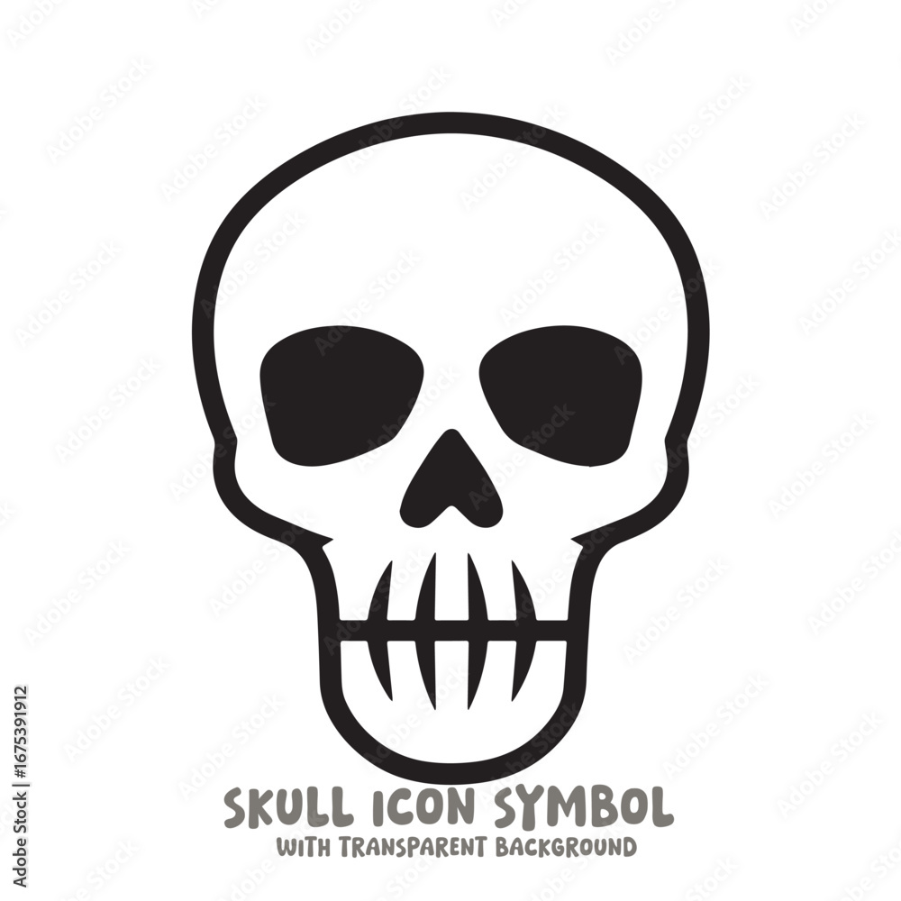 Fototapeta premium Skull Icon Symbol Vector Illustration in Black and White
