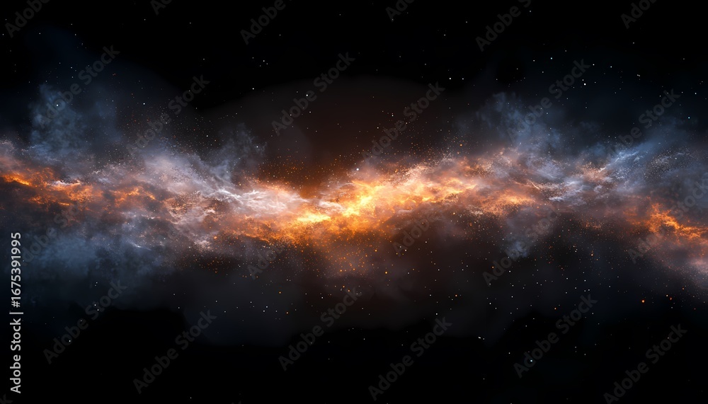 Fototapeta premium Colorful Cosmic Galaxy Nebula with Bright Stars in Dark Space
