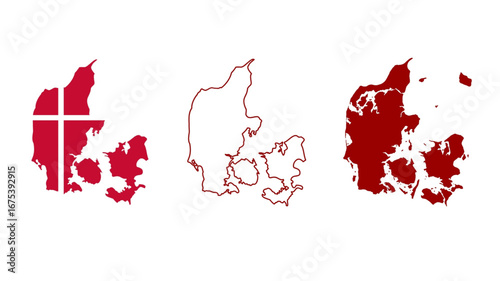 Set of Denmark map isolated on white background, vector illustration design