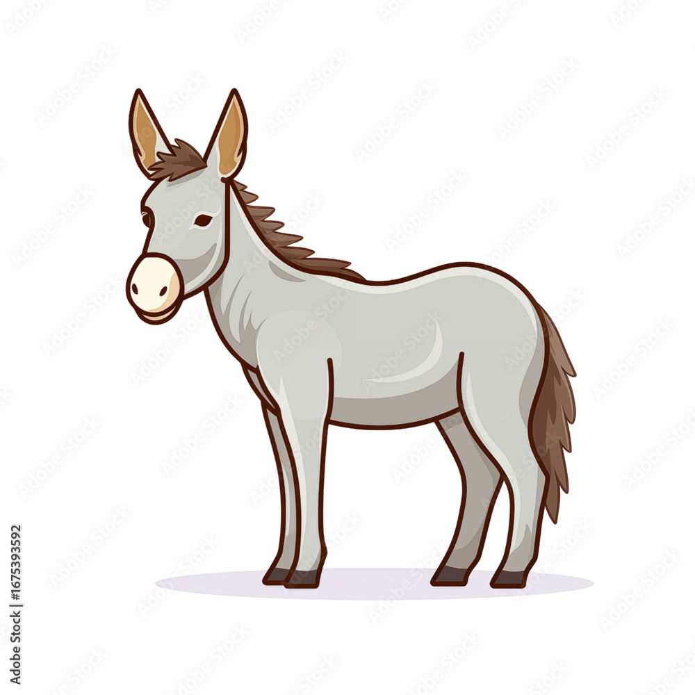 Obraz premium Cartoon donkey standing on white background 
