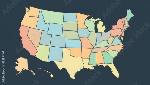 Simple Line USA Map Outline with Highlighted Minnesota for Education