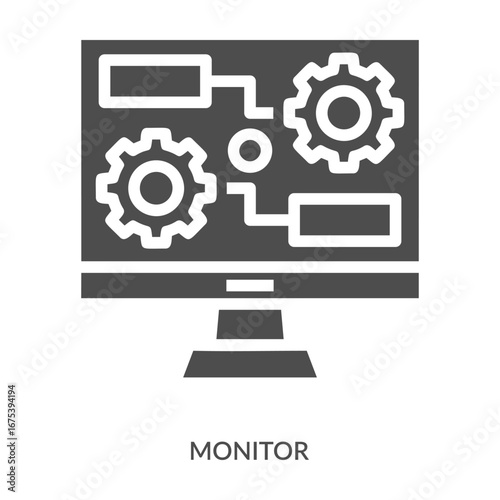 Monitor Icon Line Style. Design Vector Illustration