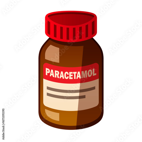 Bottle of paracetamol vector isolated illustration