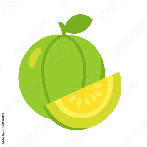 A slice of ripe melon, with its orange pulp visible and seeds inside.