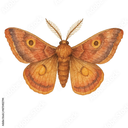 Watercolor moth butterfly