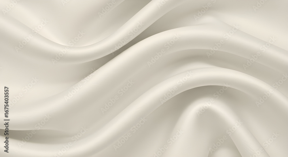 Naklejka premium Elegant Flowing Light Fabric Background with Smooth Waves and Soft Shadows