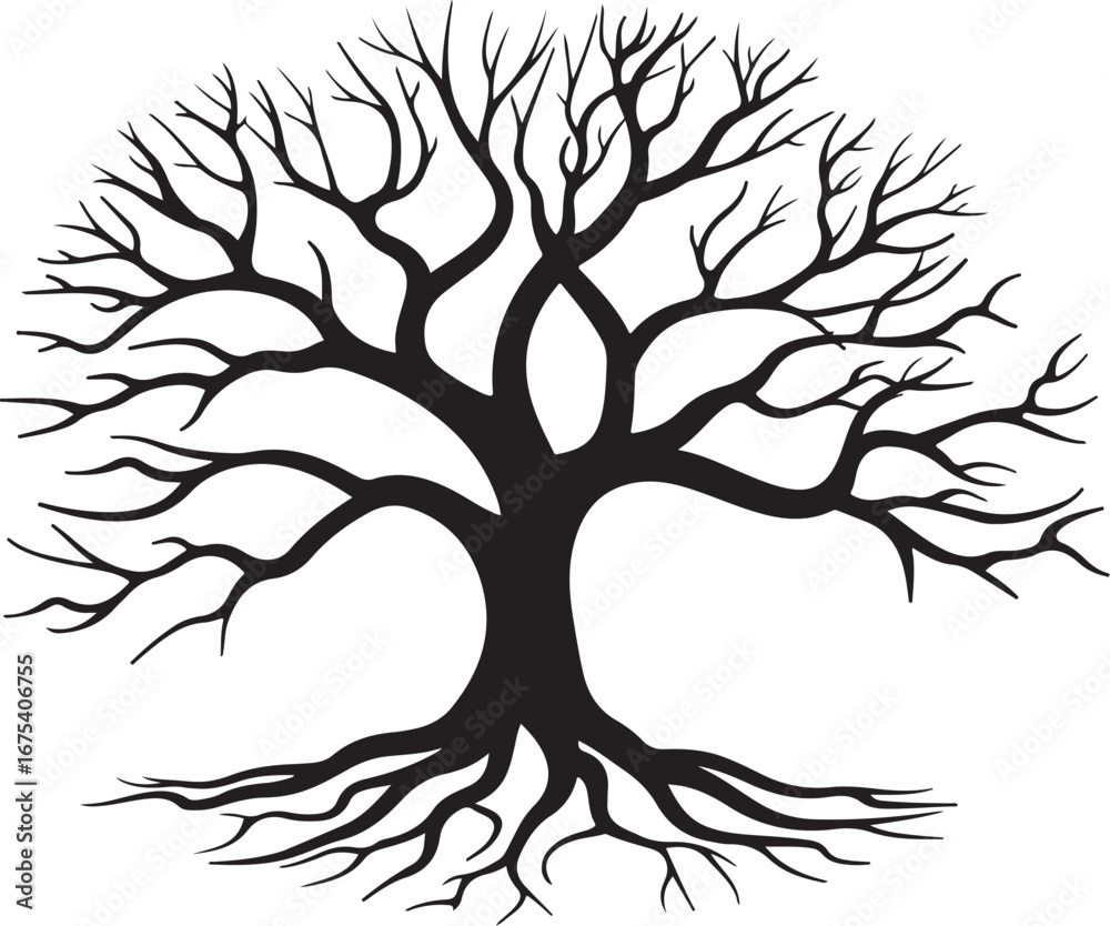Obraz premium Black Tree Roots Silhouette Clipart Pack