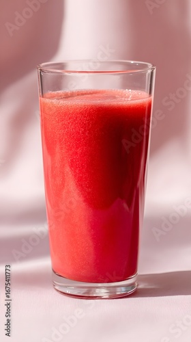 Wallpaper Mural Ultimate strawberry energy juice in clear glass with bright tone, space for morning vitality quote Torontodigital.ca