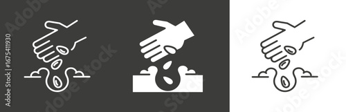 seeds icon, flat and linear set icons, seed plant, horticulture, image, simple symbols vector illustration