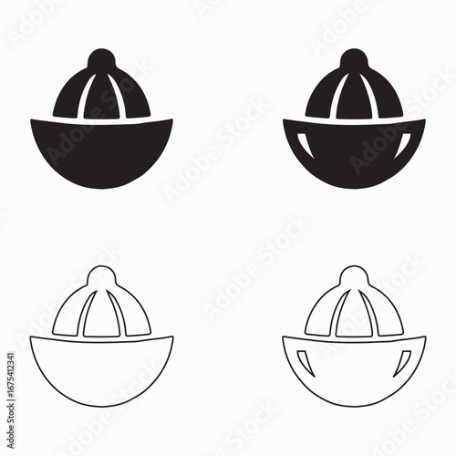 Lemon Squeezer Solid Icons Set Cooking Tool