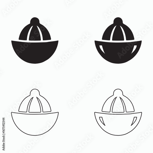 Lemon Squeezer Solid Icons Set Household Tool
