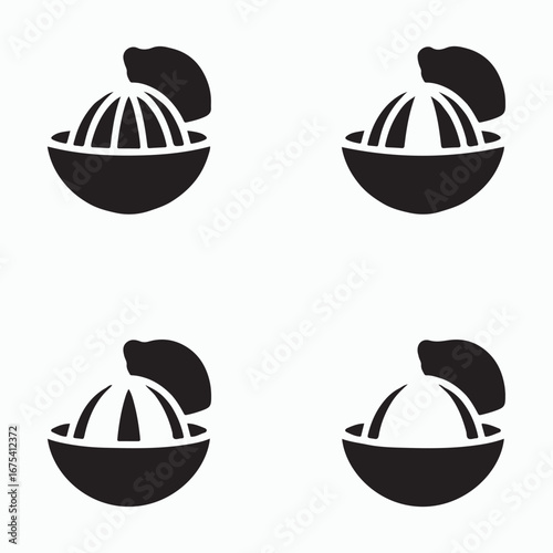 Lemon Squeezer Solid Icons Set Citrus Juicer