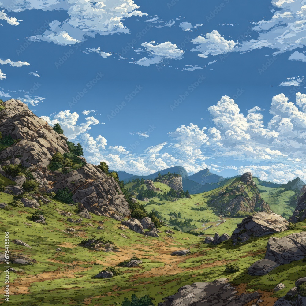 Fototapeta premium hilly terrain for RPG game background PNG