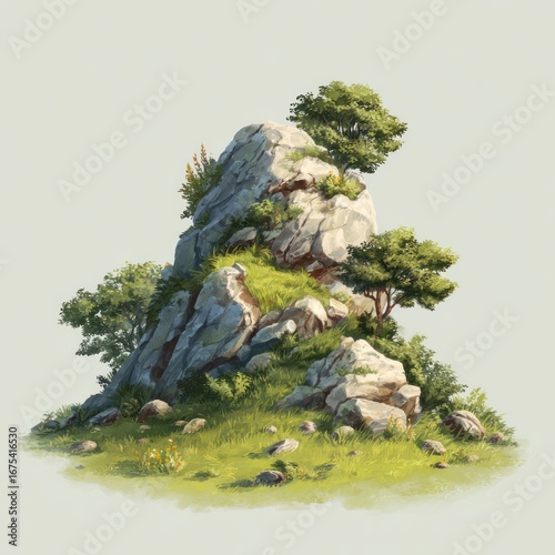 isolated hill object for game background design