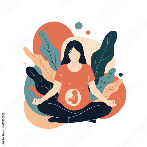 Expecting mother embracing tranquility and holistic wellness practices for a fulfilling pregnancy journey