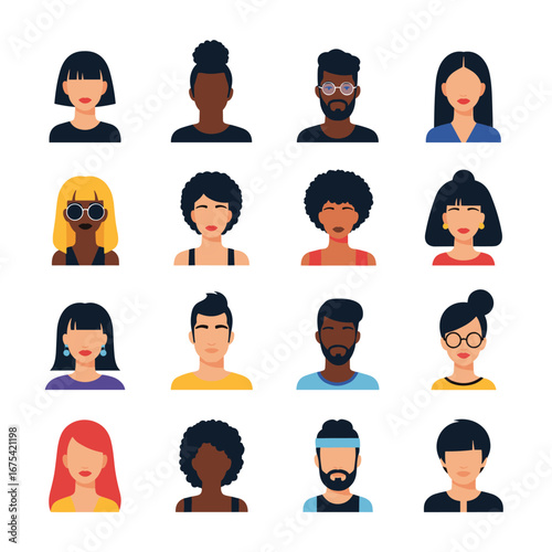 Diverse collection of people avatars representing various individuals and communities