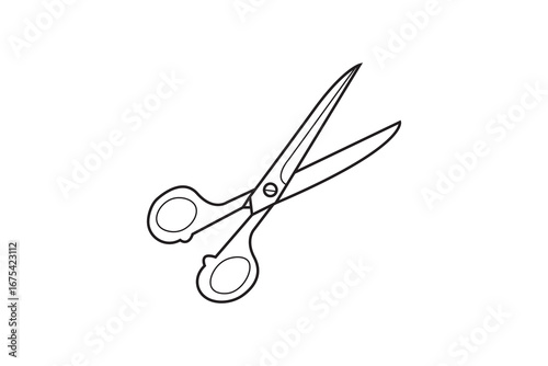 A vector illustration of sharp steel scissors isolated on a white background, a common cutting tool for paper or hair