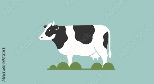 Stylized Cow Illustration with Clean Lines and Minimalist Design for Agricultural, Educational, and Children's Content