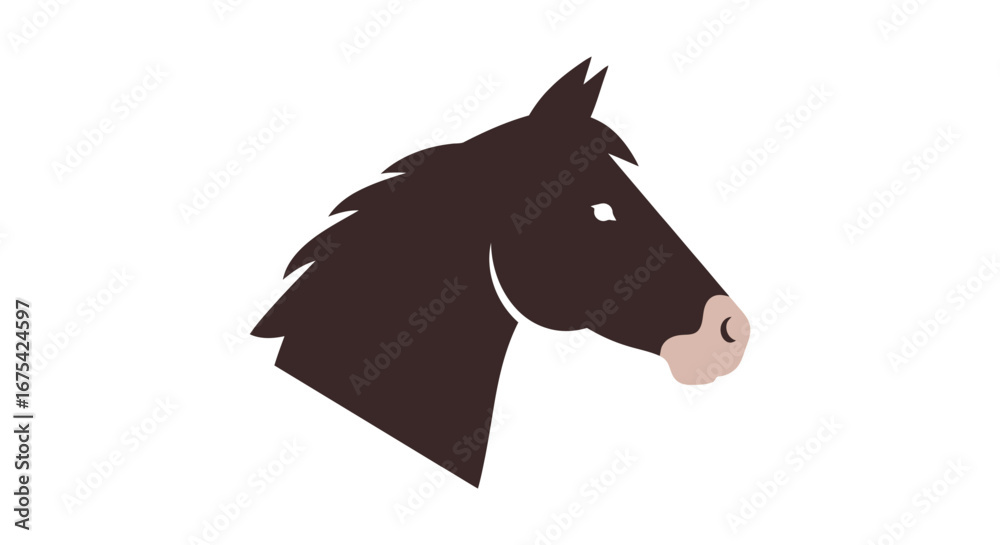 Fototapeta premium Elegant and minimal horse head illustration with clean lines and modern design, suitable for logo design, equestrian themes, or educational animal graphics.