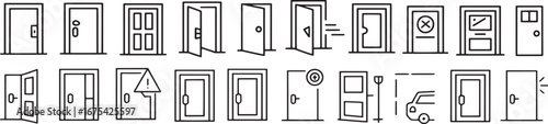 Door and Entry Icons: A Detailed Vector Set for Home, Office, and Building Access

