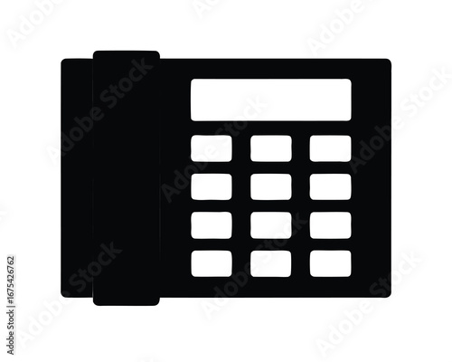 Silhouette image of a classic office phone with a keypad interface