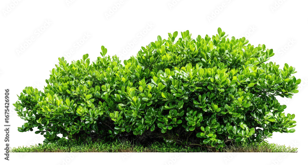 Fototapeta premium Lush Green Shrub with Dense Foliage on Transparent Background