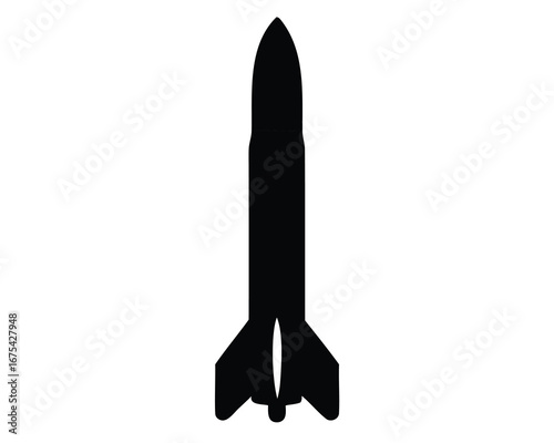Silhouette of a Powerful Rocket Ready for Launch into Outer Space
