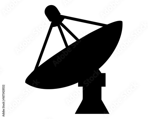 Silhouette of a large radio telescope or satellite dish antenna complex