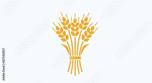 Golden Wheat Sheaf Illustration for Agricultural Concepts, Baking Industries, and Sustainable Farming Initiatives to represent natural foods or organic agriculture.