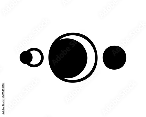 Simplified Black and White Representation of Lunar Phases in Orbit with Impact