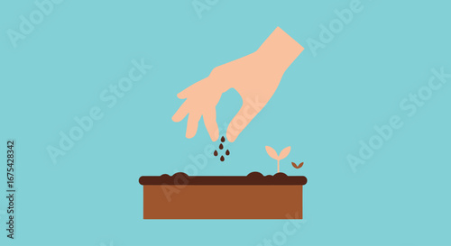 Hand Sowing Seeds for Sustainable Growth, Illustrating Agriculture, Gardening, and Environmental Stewardship, Suitable for Educational and Informational Resources