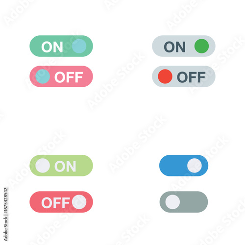 Toggle switch on off. flat button. stock illustration