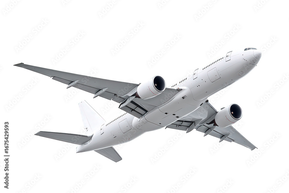 Obraz premium White Airplane in Flight Against Black Background