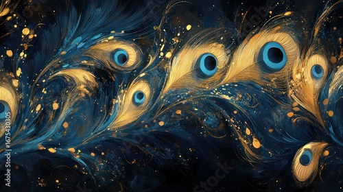 Peacock feather abstract background, art, design, luxury