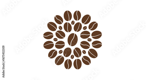 Circular Arrangement of Rich Brown Coffee Beans with Distinctive Crease