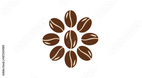 Stylized Coffee Bean Arrangement Resembling a Floral Design