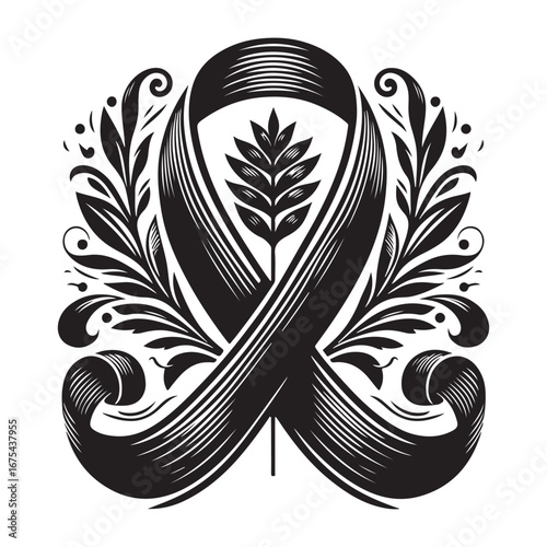 Ribbon Label Emblem Retro Silhouette