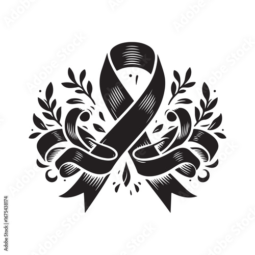 Ribbon Label Emblem Retro Silhouette